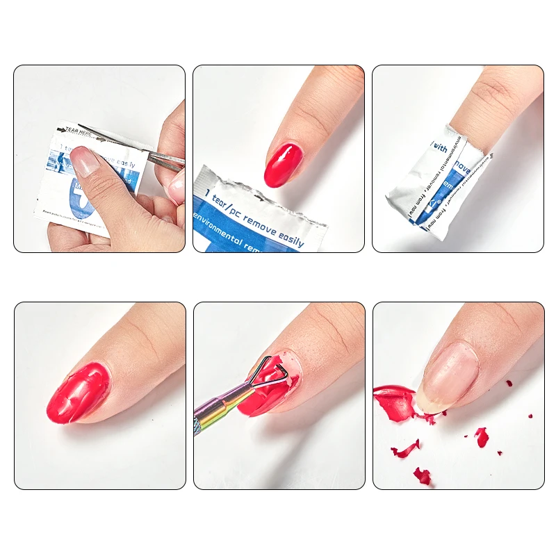 Четыре лилии УФ замачивающиеся гелевые накладки для снятия лака влажная бумага
