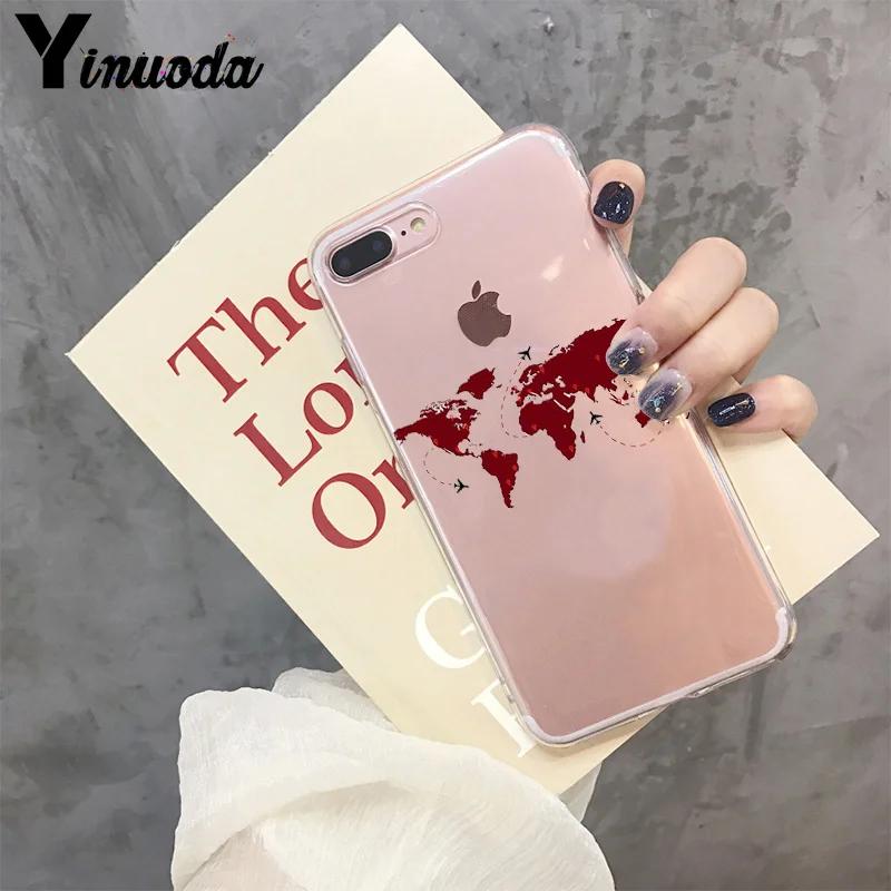 Yinuoda Дорожная карта мира план самолета высокий чехол для телефона iPhone 8 7 6 6S Plus X XS max 10 5 5S SE XR Coque Shell