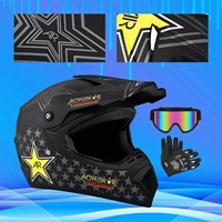 samger full face motocross helmet dot off road dirt bike bicycle atv casco capacetes star pattern wgoggle gloves matte black