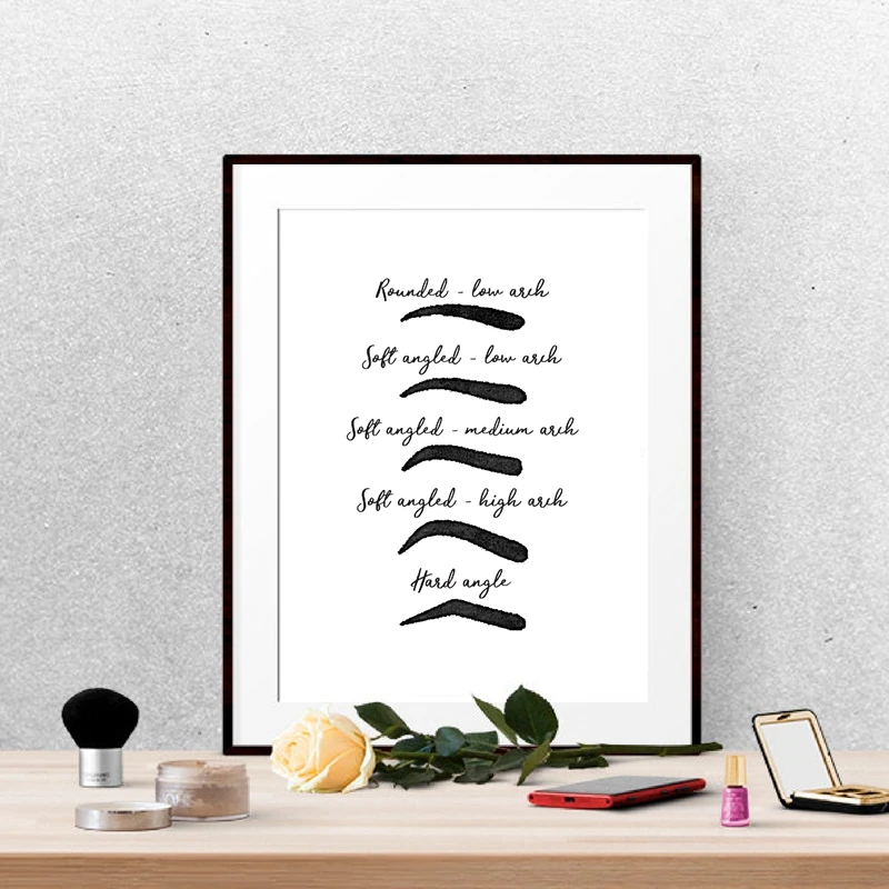 Брови холст печать и постер бровей формы руководство картина черный белый макияж