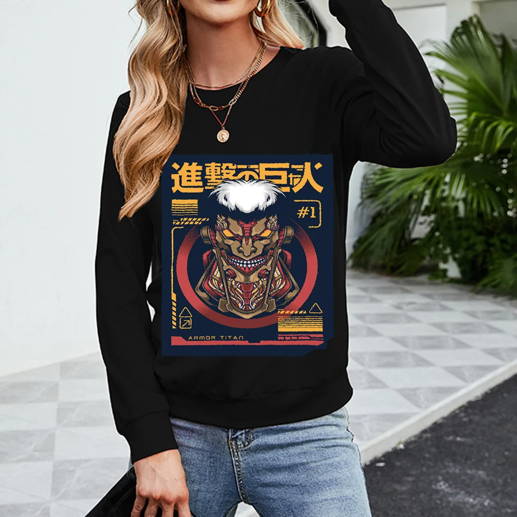 

Осенняя Женская одежда, толстовки с длинным рукавом и принтом аниме для девочек, женские повседневные спортивные свободные топы с круглым в...