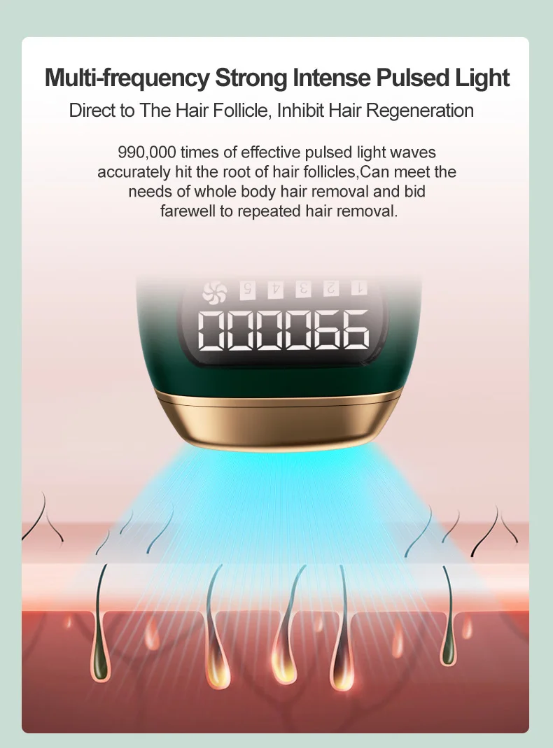 

Laser Epilator Painless Flashes 990000 IPL Hair Removal Women Facial Body Permanent Hair Remover Device Electric Ladies Epilator