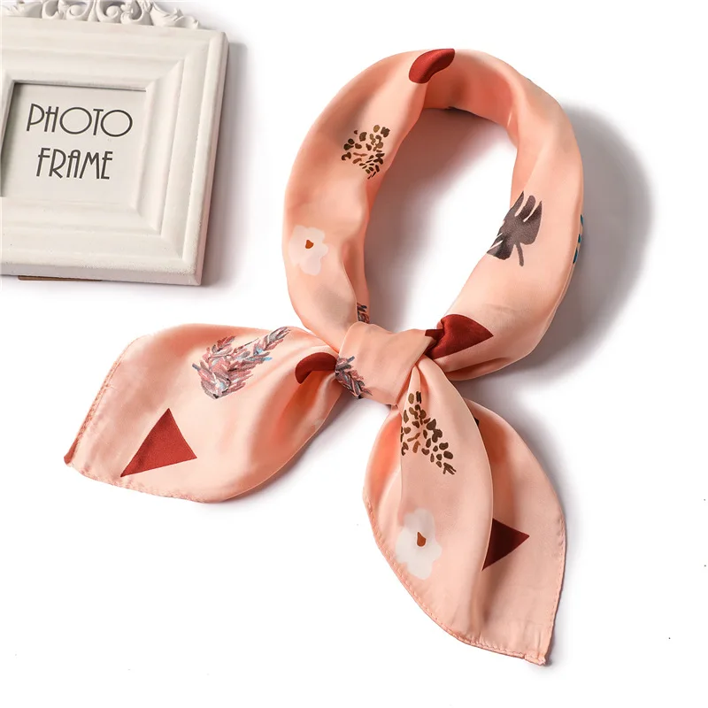 Модный Шелковый шарф с принтом 2020 квадратные женские шали шейный платок гладкие