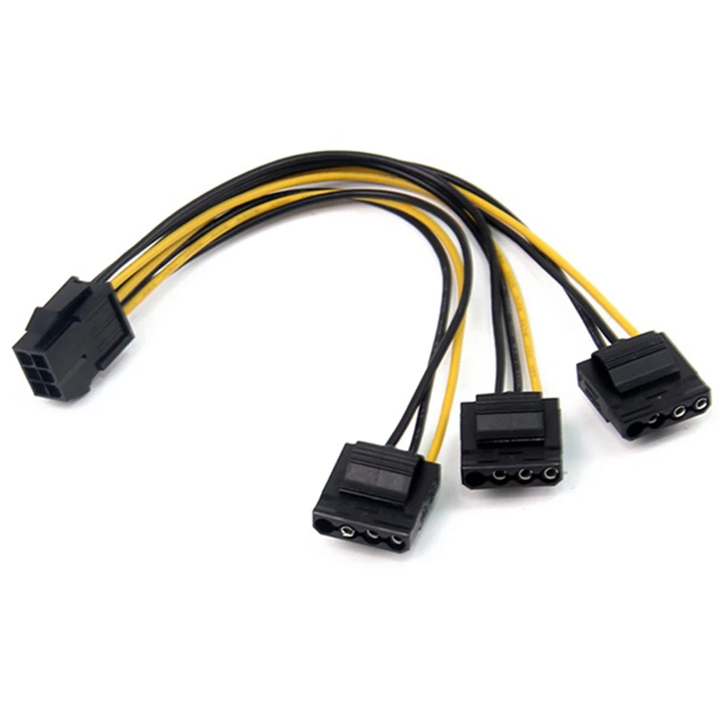 

3 x Molex 4 Pin до 6-Pin разъем PCI Express видео карта Pci-E ATX PSU Мощность конвертер кабель Molex для Pcie 6 Pin 4 Pin адаптер