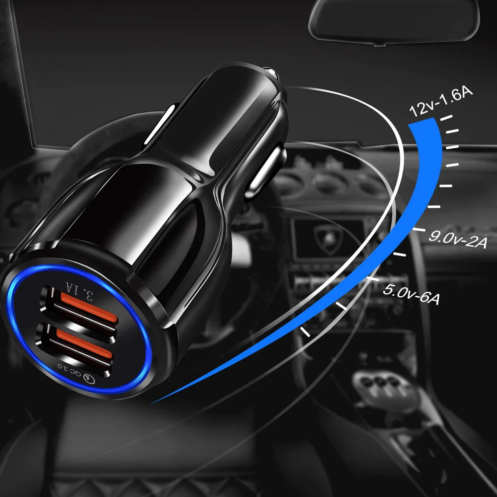 Автомобильное USB зарядное устройство Быстрая зарядка 3 0 2 для мобильного телефона