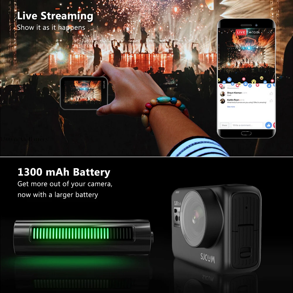 للبيع SJCAM SJ9 Strike 4K 60fps WiFi Sports Action Camera ، 2.33 بوصة ، شاشة تعمل باللمس IPS ، 10 م ، مقاومة للماء ، زاوية واسعة 170 درجة ، كاميرا مضادة للاهتزاز