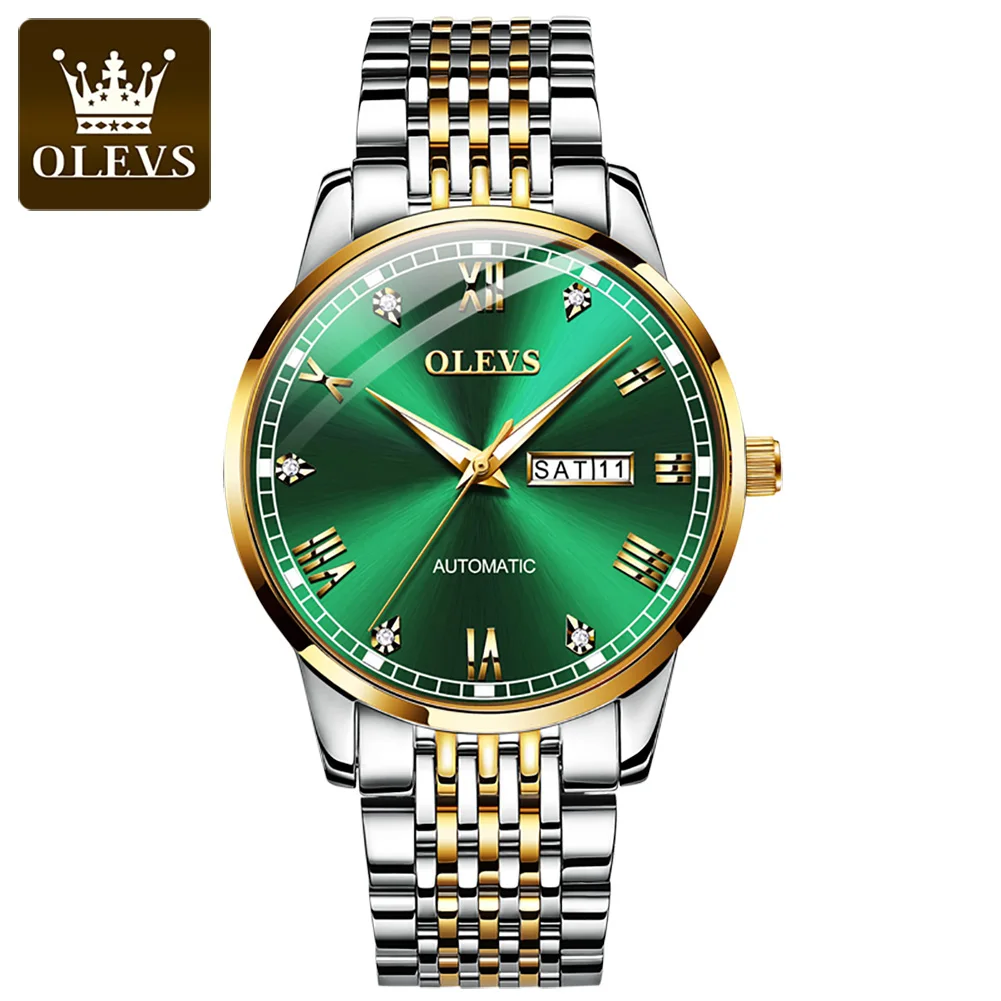 OLEVS Watches for Men Fashion Business Mens Watches with Stainless Steel Strap Waterproof Automatic Mechanical Watch for Men