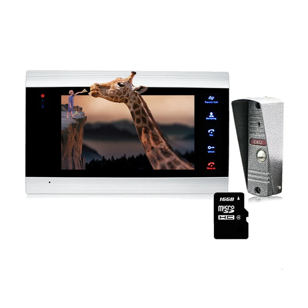 Homefong 1200TVL HD видеодомофон домофон с дверной звонок с записью данных камера широкий угол обнаружения движения ночное видение - Цвет: With 16GB SD Card