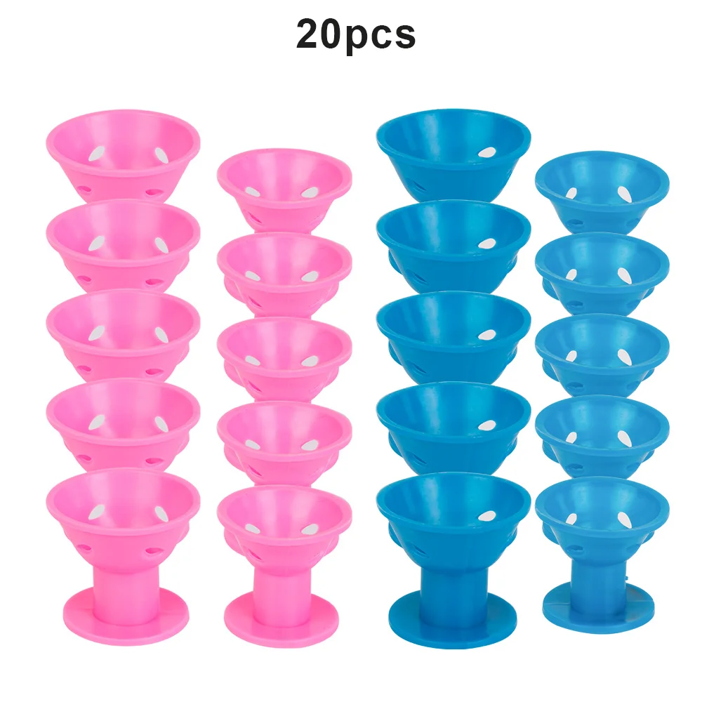 blue pink mixed 20pc 10/20/30pcs/set Magic Hair Care Rollers for Curler Sleeping No Heat Soft Rubber Silicone Hair Curler Twist Hair Styling DIY Tool - Цвет: blue pink mixed 20pc