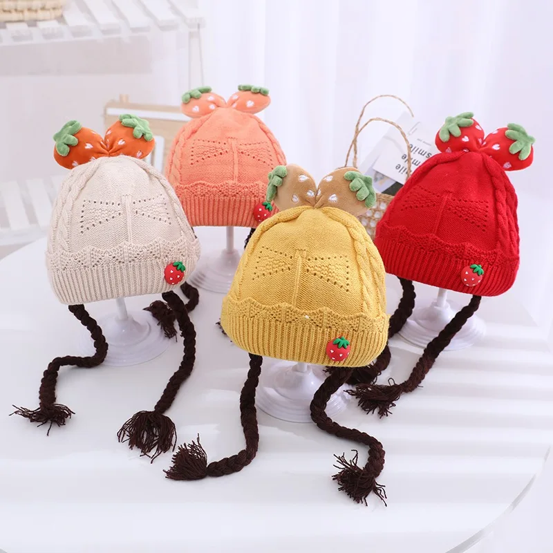 

Bobora Solid Color Cartoon Knitted Hat Winter Warm Hat Skullies Cap Beanie Hat For Kid Boy And Girl