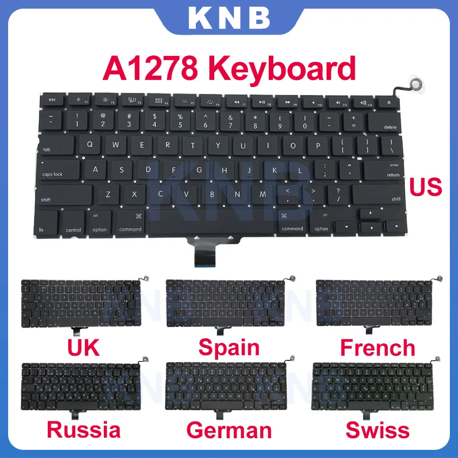 

Новинка английская и английская испанская французская русская немецкая норвежская Швейцария клавиатура для Macbook Pro 13 дюймов A1278 сменная кла...