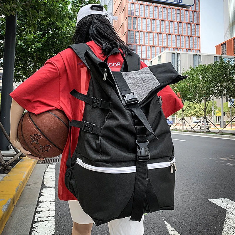 Rolltop Sport Training Bag Basketball Athletic Bag Multifunctional Gym Fitness Backpack Femme Men Sneaker Travel Bag Sportsbag