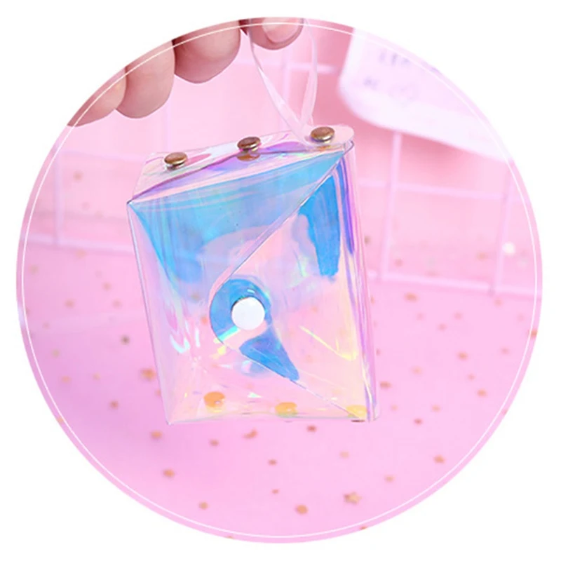 Прозрачный лазерный кошельки для женщин милые открытка Каваий держатель ключей