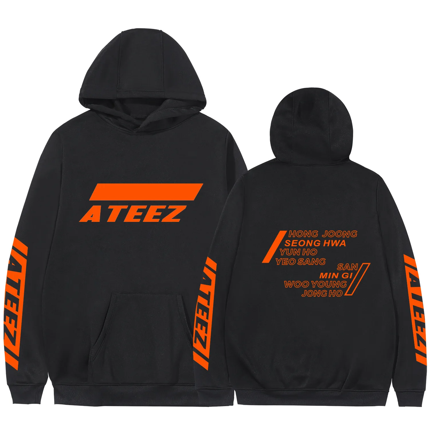 Ateez Kpop альбом толстовка с карманом Crewneck флисовая теплая Kawaii Haajuku Зимние толстовки с длинными рукавами