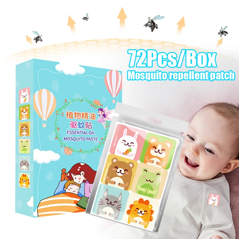 

72pcs/box Mosquito Repellent Stickers Patches Cartoon Pure Plant Essential Oil Stickers for Baby Kid EJ