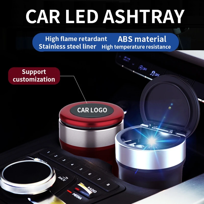 

Car Ashtray with led Light Portable Smokeless Car Accessories For Skoda rapid octavia 2 3 superb fabia Kodiaq Karoq yeti