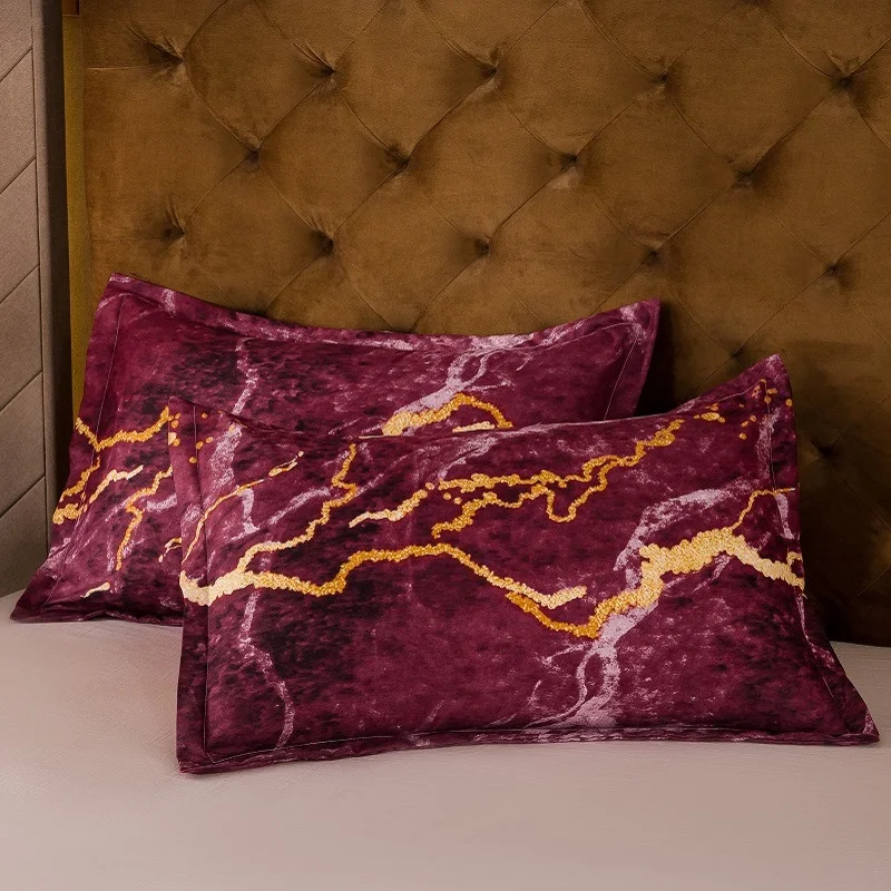 

Bonenjoy Bedding Set Wine Red Duvet Cover Sets Americal Size Marble Reactive Printed Bed Cover For Adults Double Bedclothes