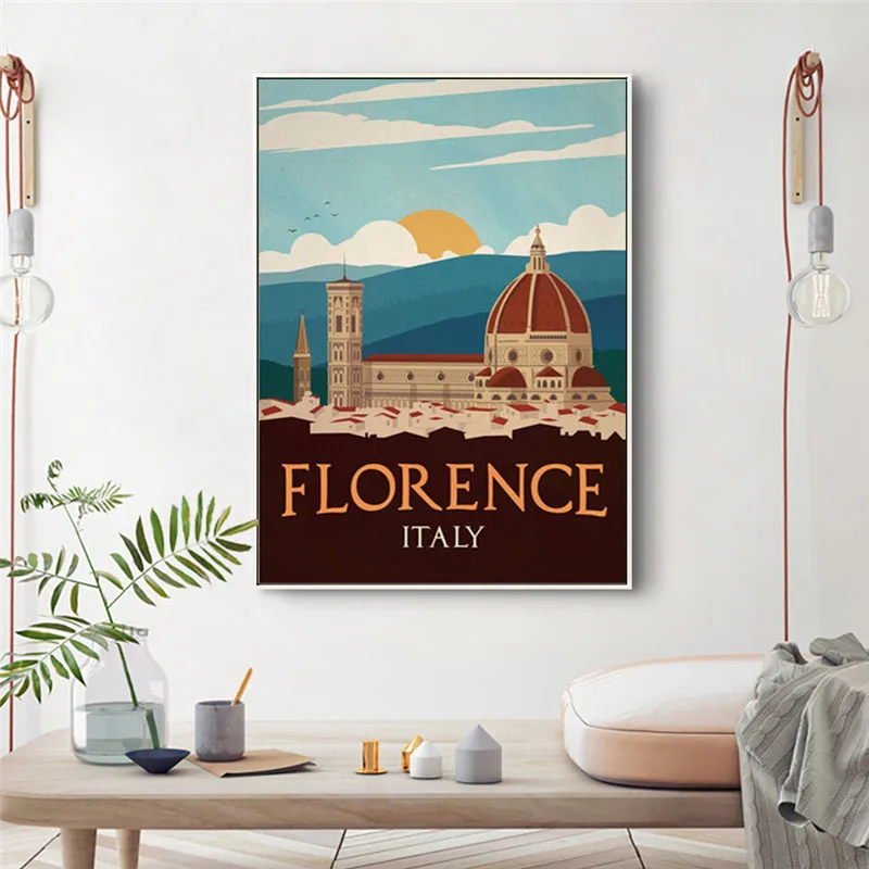 Нью-Йорк Голландия Амстердам Лондон холст картина ретро Европа Америка