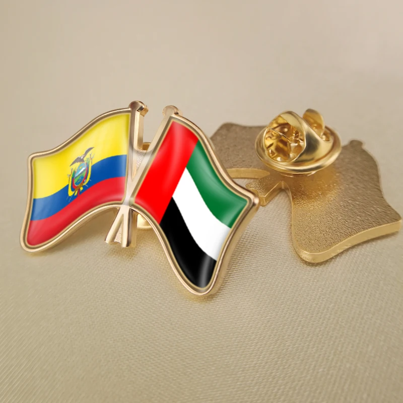 

Ecuador and United Arab Emirates Crossed Double Friendship Flags Lapel Pins Brooch Badges