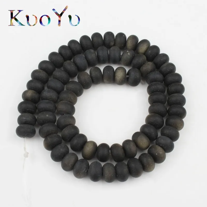 Gold Obsidian 5x8 мм натуральные матовые Форст Агаты Jades Jaspers Amazon круглые бусины Свободные перчатки для мотоцикла для самостоятельного изготовления ювелирных изделий Браслеты - Цвет: Gold Obsidian