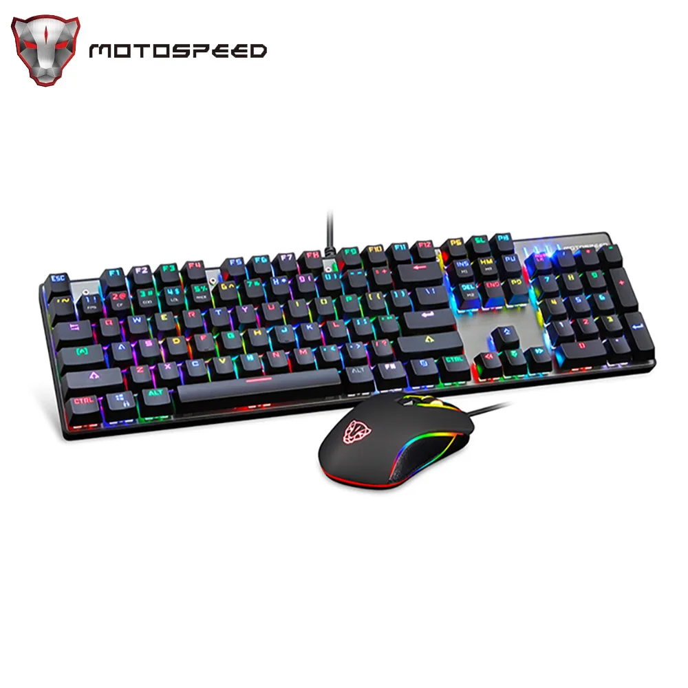 

Motospeed CK888 механическая клавиатура с RGB-подсветкой, лазерная эргономичная светодиодсветодиодный Проводная USB клавиатура с 104 клавишами, набор...