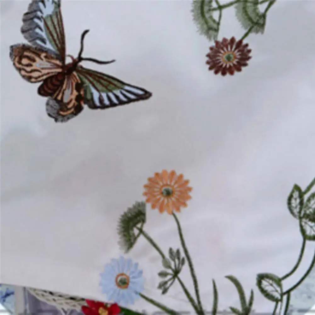 Шифоновая занавеска с цветочной вышивкой в форме бабочки веером для