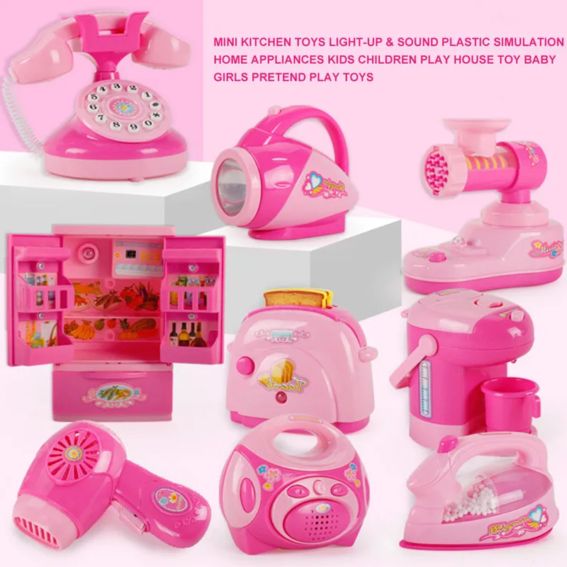 

Mini Kitchen Toys Light Sound Plastic Simulation Household Appliances Children Kids Play House Toys Baby Girl Play House Toys
