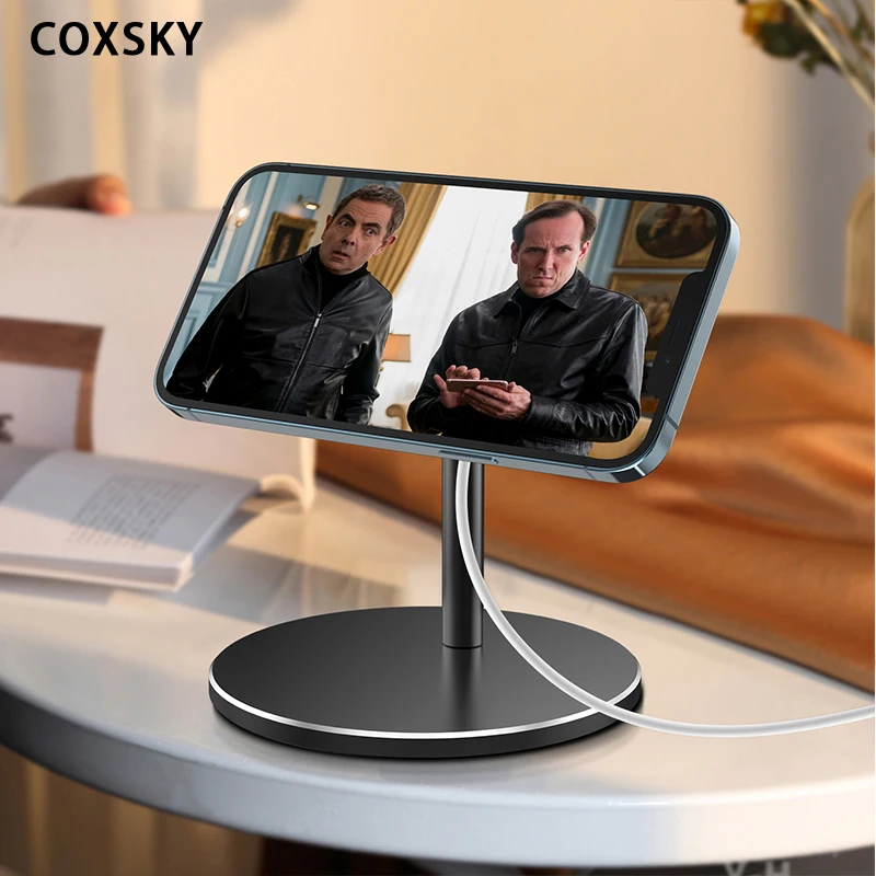 

Aluminum Alloy 360 Rotating Stand Phone Charger Holder For iPhone 12 Magnetic suction Wireless Charger