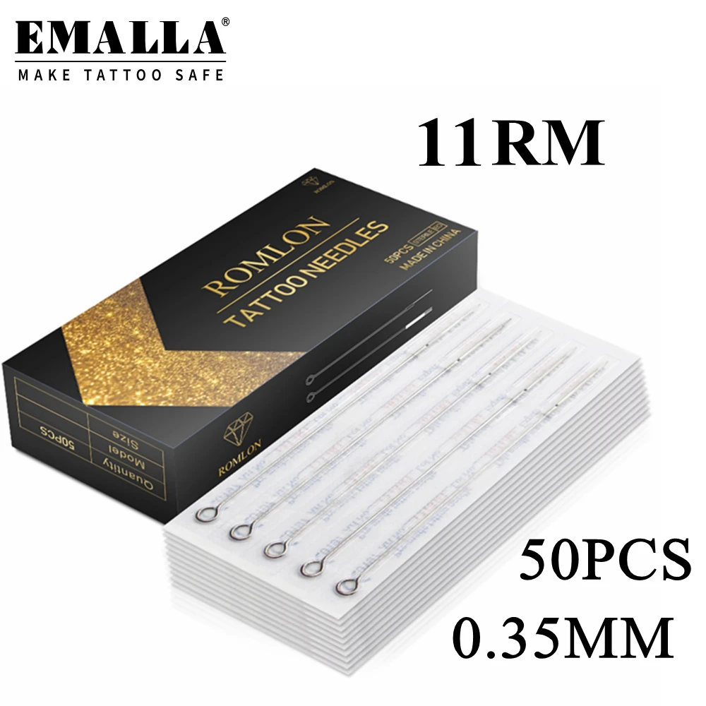 

EMALLA 50Pcs 11RM Tattoo Needles Disposable Sterilized Stainless Steel Round Magnum for Tattoo Machine Kit Tools Tattoo Supplies