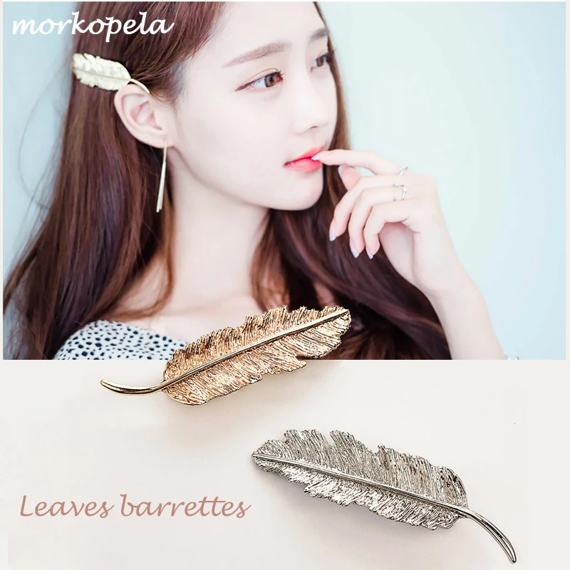 Morkopela 12 см большая металлическая заколка с листиками винтажная шпилька для волос