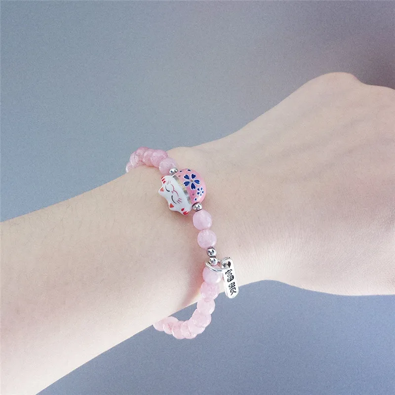 

2021 New Handmade Colorful Rope Lucky Cat Adjustable Bracelet For Women Girls Birthday Gifts Sweet Tassel Fashion Bangles Femme