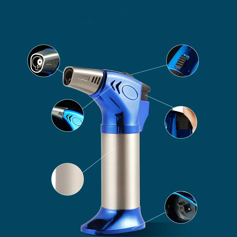 high firepowe gas lighter kitchen cooking torch lighter windproof metal cigar lighters smoking accessories gadgets for men free global shipping