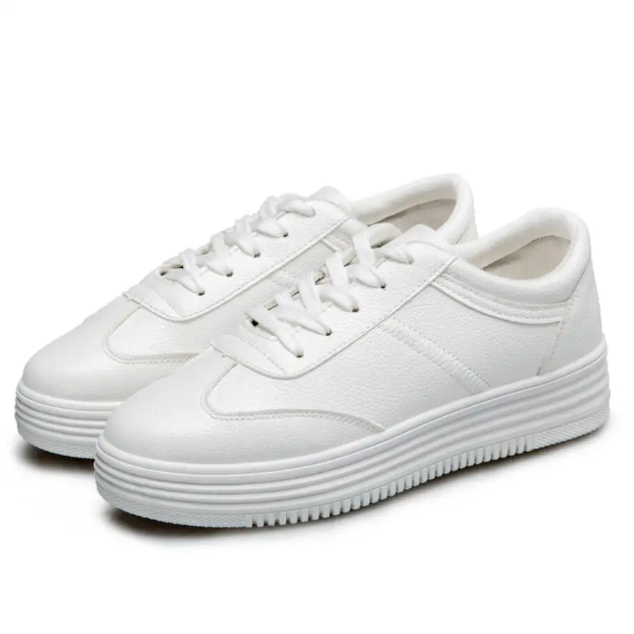 Модные белые кожаные женские кроссовки на массивной подошве женская спортивная