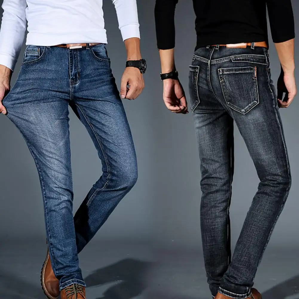 

_ Модные мужские джинсы со средней посадкой, длинные брюки из денима, джинсы со средней посадкой, длинные брюки, мужские джинсовые брюки