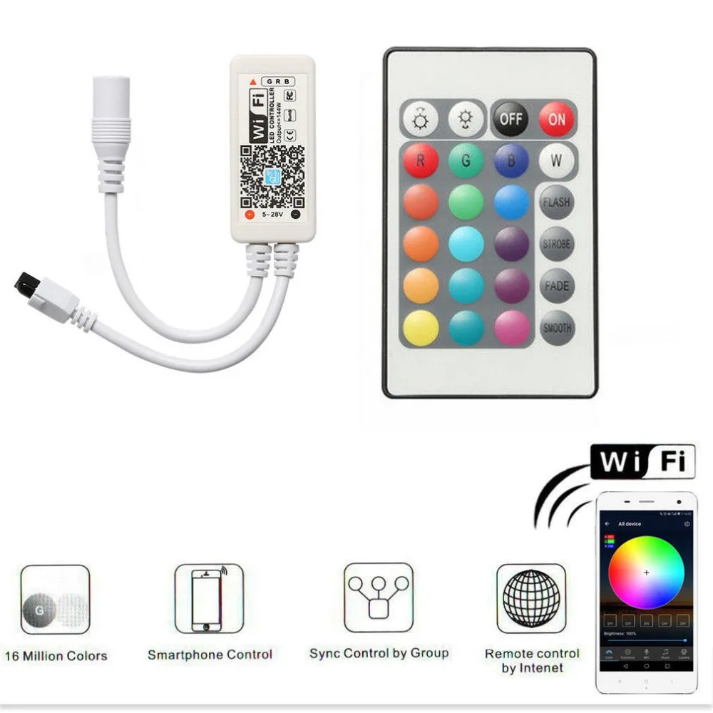 16 миллионов цветов управление музыкой Wi Fi RGB / RGBW светодиодный контроллер