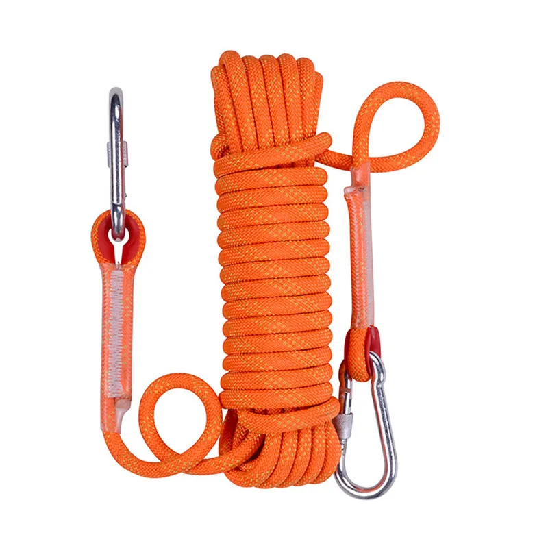 10mm x 10m 20m 30m 50m rock climbing rope outdoor camping equipment gear wall hill survival fire escape safety striped buckle free global shipping