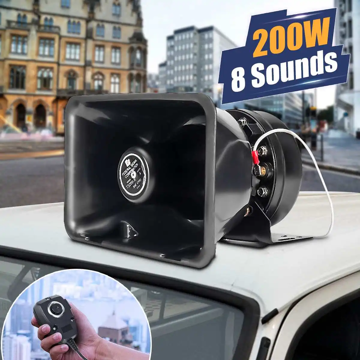 

8 звук AC/DC 12V 200W большой автомобильный гудок с микрофоном громкой сирены мотоцикла грузовой автомобиль Предупреждение сигнализации громког...