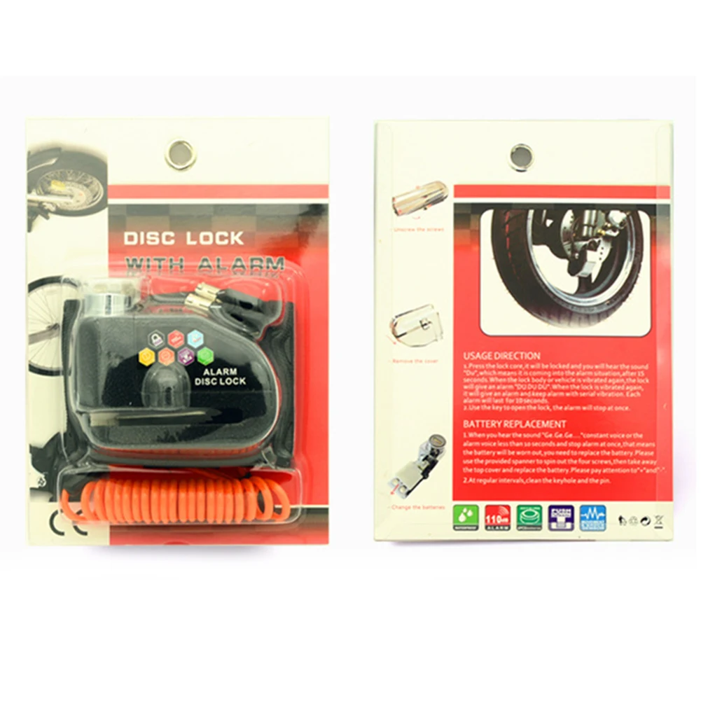 

Motorcycle Electric Car Anti-Theft Safety Alarm Lock IP65 Waterproof Bicycle Bike Wheel 110DB Disc Brake Lock Security Alarm