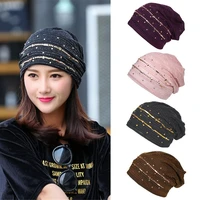 fashion women lace rhinestone pile hat autumn and winter knitted warm and comfortable soft beanie hat pregnant confinement cap