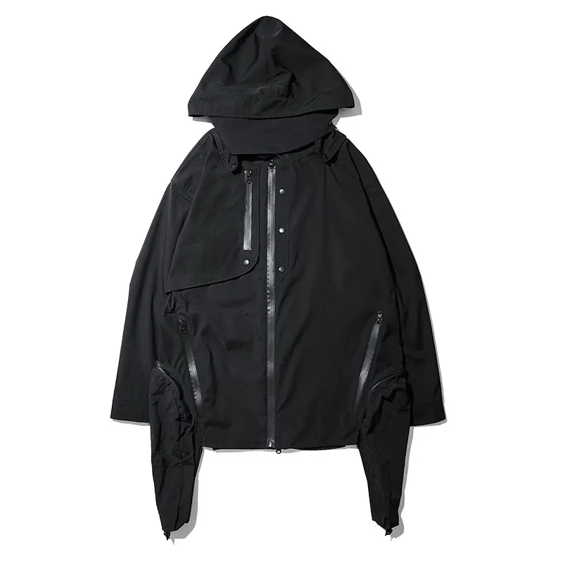 

PUPIL TRAVEL Techwear Jackets With Multi Pockets Mens Windbreaker Ninjawear Hood Japanese Style Hip Hop Punk Streetwear
