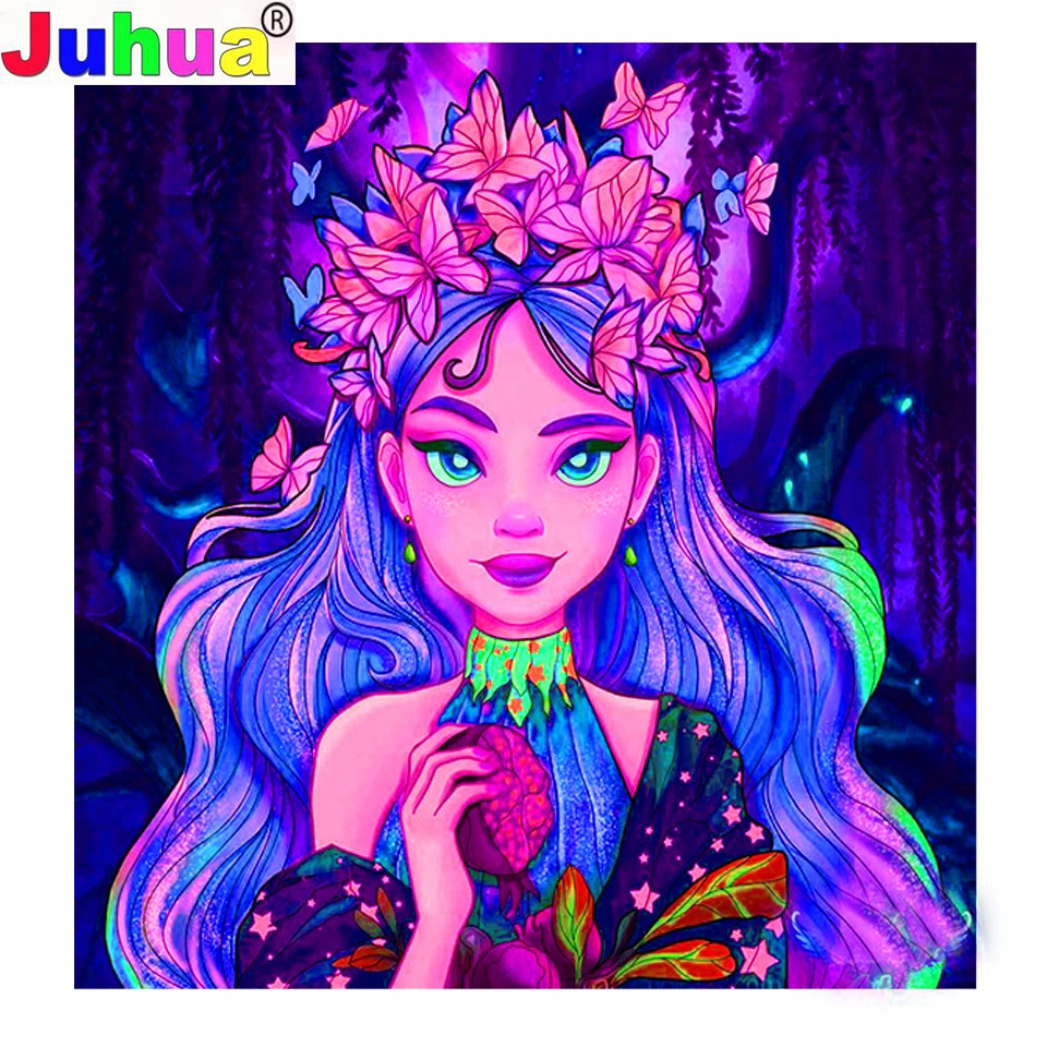 

diy full square/round drill diamond painting Blue Flower Girl 5d diamond mazayka embroidery Color women Home decor