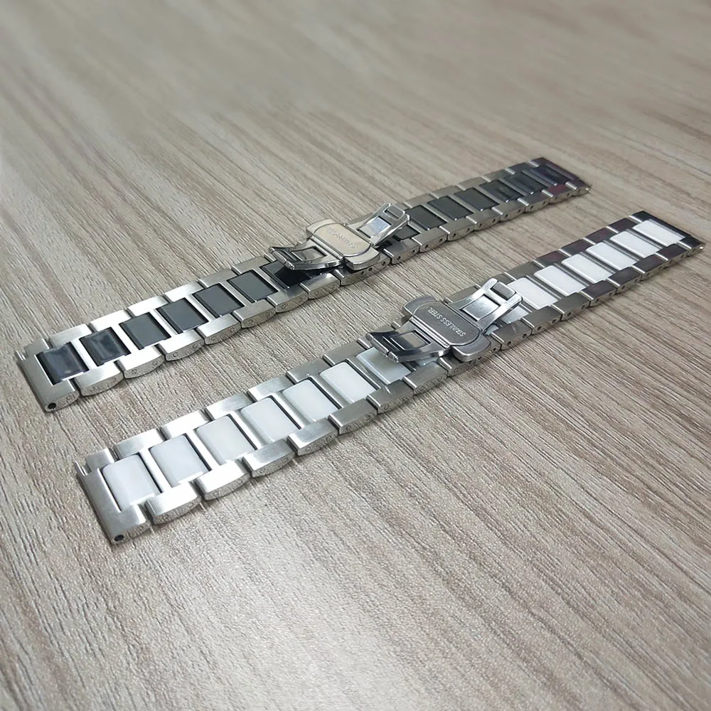 Керамика металлический ремешок для samsung Шестерни S3/Galaxy Watch Active/42/46 мм/20/22 мм ремешок для смарт-часов Garmin Vivoactive 3/Vivomove HR