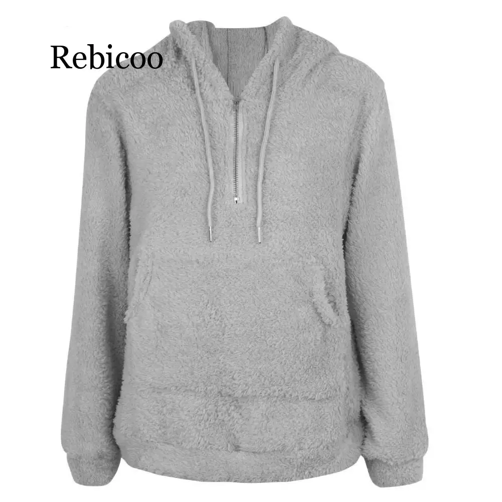

Faux Hoodie Women's Zipper Casual Fleece Women's Fall Winter Long Sleeve Pullover Top