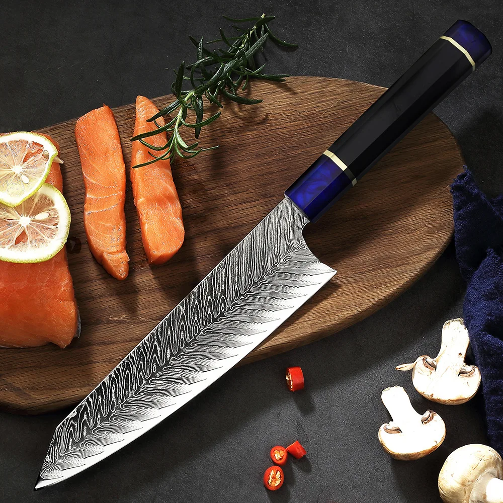 

Нож шеф-повара из дамасской стали VG10, нож для готовки в западном стиле, кухонные предметы из стали с узором, нож для нарезки