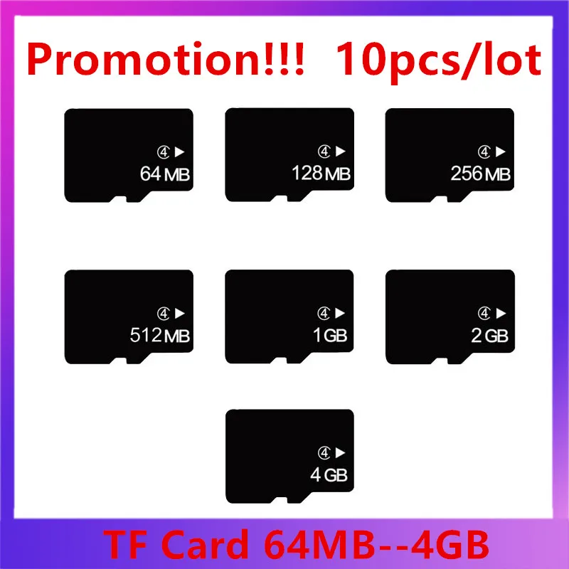 Акция! 10 шт./лот карты памяти 64 Мб 128 МБ 256 512 1 Гб 2 ГБ 4 8 карта Micro SD слот для карт