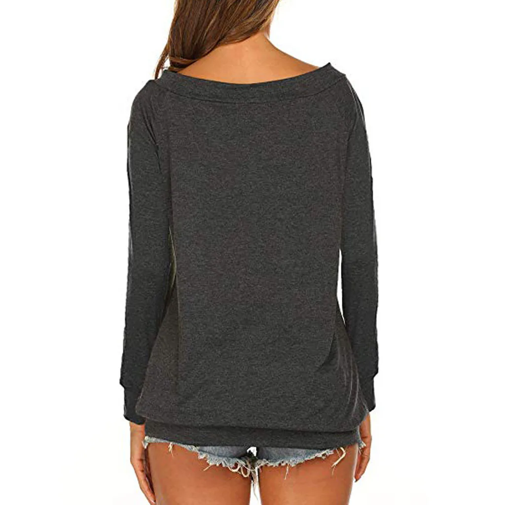 Women Off Shoulder Harajuku Tshirt Long Sleeve Shirt Tunic Tops Solid Color T-shirt Spring Streetwear Ladies Top | Женская одежда