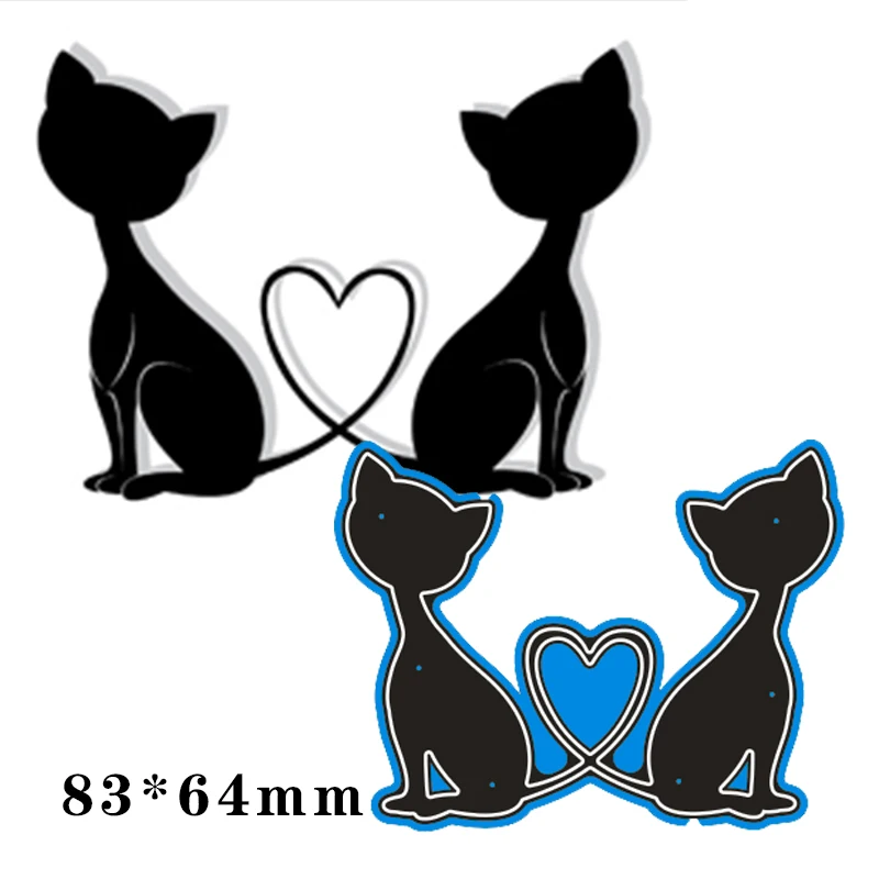 

Cutting Metal Dies Love Cats for 2020 New Stencils DIY Scrapbooking Paper Cards Craft Making New Craft Decoration 83*64mm