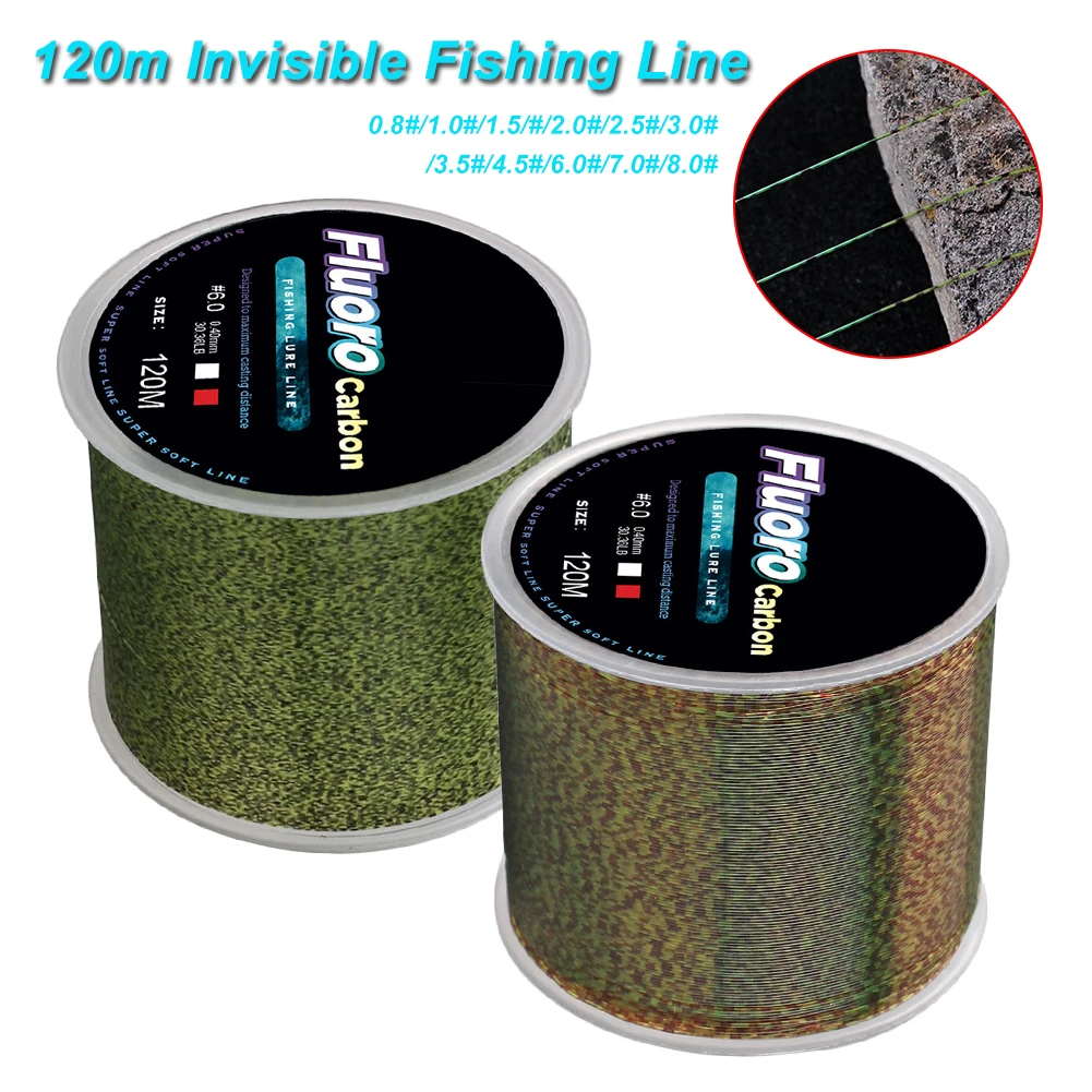 New 120m Invisible Fishing Line Speckle Fluorocarbon Coating Fishing Line 0.14mm-0.50mm 4.13LB-34.32LB Super Strong Spotted Line 200 meters speckle fluorocarbon coating nylon fishing line sinking high abrasion resistance stretchable super invisible line