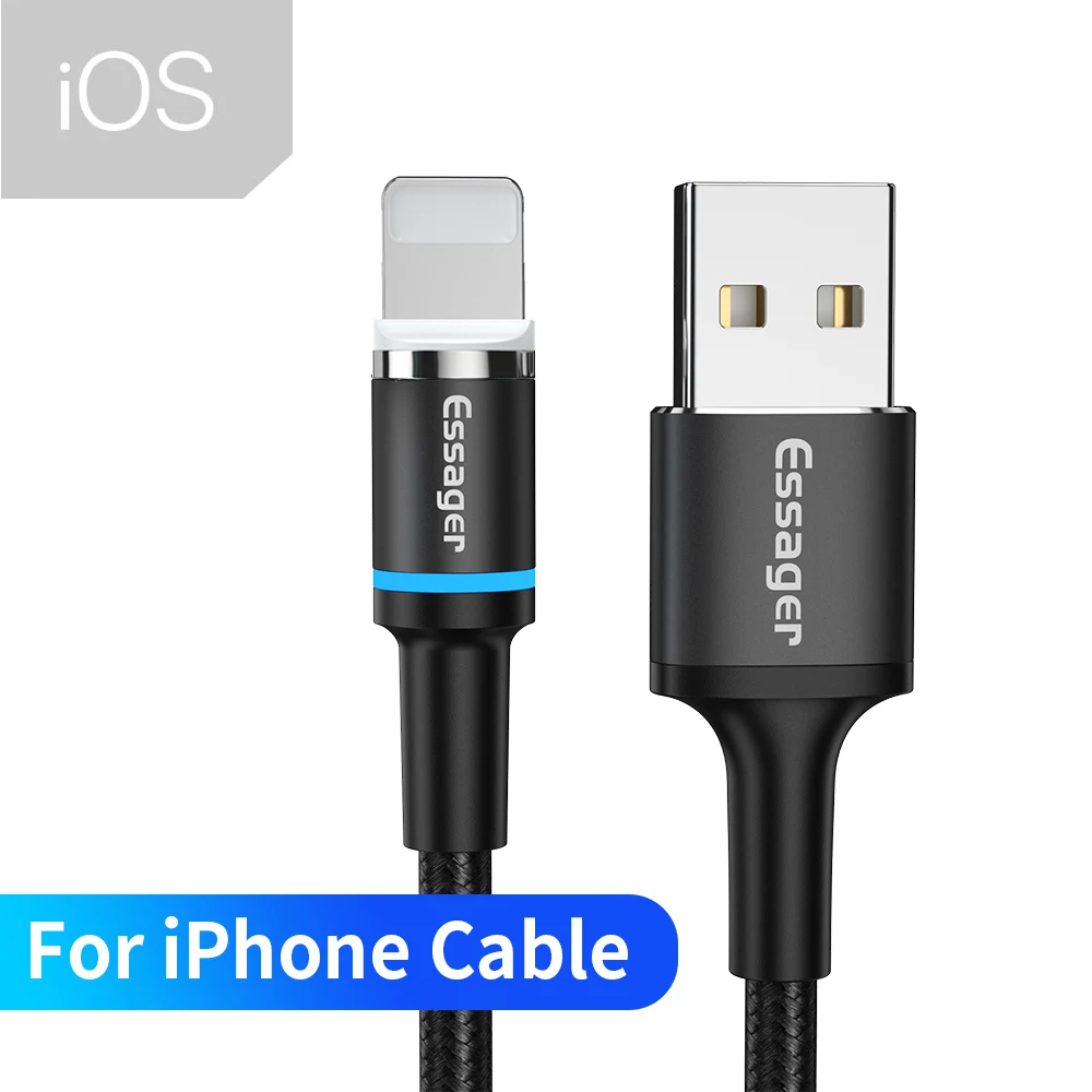 Black iOS Cable Магнитный кабель Micro USB type C для iPhone samsung Android Быстрая зарядка usb type C кабель 3 м type-C шнур Магнитный адаптер зарядного устройства - Цвет: Black iOS Cable