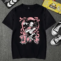 anime cartoon t shirt female demon killer print loose top summer black t shirt kimetsu no yaiba clothes streetwear
